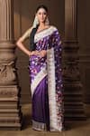 Buy_Vishwa By Pinki Sinha_Purple Silk, Brocade Zari Geometric Banarasi Saree With Running Blouse Piece _Online_at_Aza_Fashions