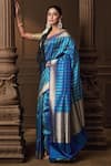 Buy_Vishwa By Pinki Sinha_Blue Silk Zari Banarasi Saree With Running Blouse Piece _Online_at_Aza_Fashions
