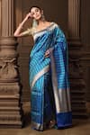 Buy_Vishwa By Pinki Sinha_Blue Silk Zari Banarasi Saree With Running Blouse Piece _at_Aza_Fashions