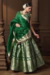 Shop_Vishwa By Pinki Sinha_Green Silk, Brocade, Organza Zari, Embroidery Banarasi Lehenga With Dupatta _at_Aza_Fashions