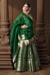 Vishwa By Pinki Sinha_Green Silk, Brocade, Organza Zari, Embroidery Banarasi Lehenga With Dupatta _Online_at_Aza_Fashions