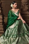 Shop_Vishwa By Pinki Sinha_Green Silk, Brocade, Organza Zari, Embroidery Banarasi Lehenga With Dupatta _Online_at_Aza_Fashions