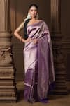 Vishwa By Pinki Sinha_Purple Silk Zari Brocade Saree With Running Blouse Piece _Online_at_Aza_Fashions