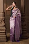 Buy_Vishwa By Pinki Sinha_Purple Silk Zari Brocade Saree With Running Blouse Piece _at_Aza_Fashions