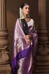 Buy_Vishwa By Pinki Sinha_Purple Silk Zari Brocade Saree With Running Blouse Piece _Online_at_Aza_Fashions