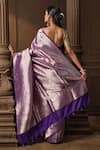 Shop_Vishwa By Pinki Sinha_Purple Silk Zari Brocade Saree With Running Blouse Piece _at_Aza_Fashions