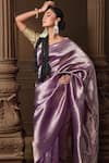 Shop_Vishwa By Pinki Sinha_Purple Silk Zari Brocade Saree With Running Blouse Piece _Online_at_Aza_Fashions