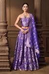 Buy_Vishwa By Pinki Sinha_Purple Silk, Brocade, Organza Zari, Lehenga Set With Unstitched Blouse Piece _at_Aza_Fashions
