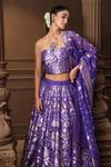 Vishwa By Pinki Sinha_Purple Silk, Brocade, Organza Zari, Lehenga Set With Unstitched Blouse Piece _at_Aza_Fashions