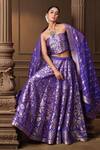 Buy_Vishwa By Pinki Sinha_Purple Silk, Brocade, Organza Zari, Lehenga Set With Unstitched Blouse Piece 