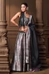 Buy_Vishwa By Pinki Sinha_Black Silk, Organza Zari, Woven Lehenga Set With Unstitched Blouse Piece _at_Aza_Fashions