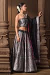 Buy_Vishwa By Pinki Sinha_Black Silk, Organza Zari, Woven Lehenga Set With Unstitched Blouse Piece 