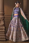 Buy_Vishwa By Pinki Sinha_Blue Silk, Organza Zari, Woven Lehenga Set With Unstitched Blouse Piece _Online_at_Aza_Fashions