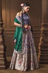 Buy_Vishwa By Pinki Sinha_Blue Silk, Organza Zari, Woven Lehenga Set With Unstitched Blouse Piece 