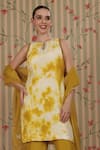 Buy_Nitisha Kashyap Official_Off White Silk, Organza Beads, Sequins, Embroidery Tie-dye Sleeveless Kurta Set _Online_at_Aza_Fashions