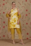 Buy_Nitisha Kashyap Official_Off White Silk, Organza Beads, Sequins, Embroidery Tie-dye Sleeveless Kurta Set _at_Aza_Fashions