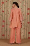 Shop_Nitisha Kashyap Official_Peach Cotton Beads, Embroidery, Mirrors, Sequins, Tassels Sleeve Kurta With Pant _at_Aza_Fashions