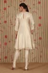 Shop_Nitisha Kashyap Official_Off White Georgette, Organza Embroidery, Sequins, A-line Kurta Tulip Pant Set _at_Aza_Fashions