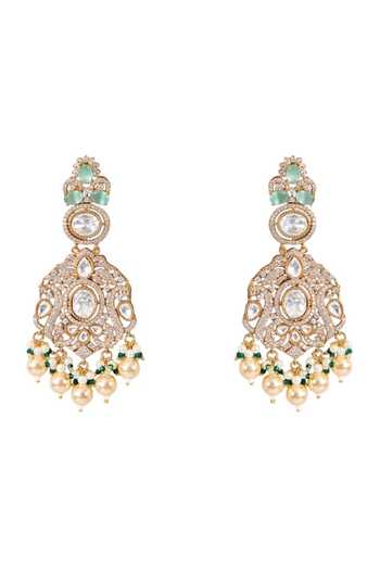 Auraa Trends_Gold Plated Pearls, Beads, Stones Kundan Polki Pendant Necklace Set _Online_at_Aza_Fashions