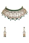Buy Auraa Trends Green Stones, Beads Kundan Polki And Deep Choker Set Online at Aza Fashions Buy_Auraa Trends_Green Stones, Beads Kundan Polki And Deep Choker Set_Online_at_Aza_Fashions