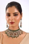 Buy Auraa Trends Green Stones, Beads Kundan Polki And Deep Choker Set at Aza Fashions Buy_Auraa Trends_Green Stones, Beads Kundan Polki And Deep Choker Set_at_Aza_Fashions