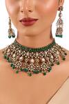 Shop Auraa Trends Green Stones, Beads Kundan Polki And Deep Choker Set Online at Aza Fashions Shop_Auraa Trends_Green Stones, Beads Kundan Polki And Deep Choker Set_Online_at_Aza_Fashions