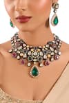 Buy Auraa Trends Gold Plated Stones Kundan Polki And Multi-colored Choker Set at Aza Fashions Buy_Auraa Trends_Gold Plated Stones Kundan Polki And Multi-colored Choker Set_at_Aza_Fashions
