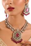 Auraa Trends_Multi Color Gemstones, Beads, Pearls Kundan Polki And Ruby Stone Necklace Set_at_Aza_Fashions