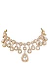 Buy_Auraa Trends_Gold Plated Faux Diamonds, Stones Kundan-style Teardrop Choker Necklace Set _Online_at_Aza_Fashions