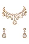 Shop_Auraa Trends_Gold Plated Faux Diamonds, Stones Kundan-style Teardrop Choker Necklace Set _at_Aza_Fashions