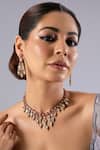 Buy_Auraa Trends_Gold Plated Stones Kundan Choker Necklace And Chandelier Earrings _at_Aza_Fashions