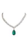 Buy_Auraa Trends_Silver Plated Crystals, Diamond-cut Zircon Necklace Set With Teardrop Pendant _Online_at_Aza_Fashions