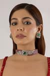Buy_Auraa Trends_Gold Plated Stones, Crystals Zircon And Ruby Kundan Choker & Earring Set _at_Aza_Fashions