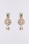 Auraa Trends_Gold Plated Gemstones, Kundan Necklace Set With Green And Earrings _Online_at_Aza_Fashions