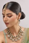 Buy_Auraa Trends_Gold Plated Gemstones, Kundan Necklace Set With Green And Earrings _at_Aza_Fashions