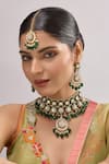 Buy_Auraa Trends_Green Gemstones, Pearls Kundan And Embellished Necklace Set _at_Aza_Fashions