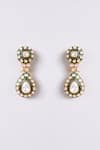 Auraa Trends_Green Stones, Pearls Kundan Tear-drop Motif Choker Necklace And Earrings _Online_at_Aza_Fashions