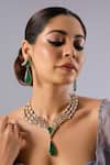 Buy_Auraa Trends_Gold Plated Stones, Crystals, Green And Kundan Necklace Set _at_Aza_Fashions