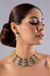 Buy_Auraa Trends_Multi Color Stones, Beads Kundan Polki And Navratna Necklace Set _at_Aza_Fashions
