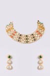 Shop_Auraa Trends_Multi Color Stones, Beads Kundan Polki And Navratna Necklace Set _at_Aza_Fashions