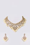 Shop_Auraa Trends_Gold Plated Pearls, Stones Kundan Polki And Necklace Set _at_Aza_Fashions