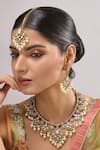 Buy_Auraa Trends_Gold Plated Pearls, Stones Kundan Polki And Necklace Set _at_Aza_Fashions