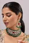 Buy_Auraa Trends_Green Stones, Pearls Kundan Polki And Multi-colored Necklace Set _at_Aza_Fashions