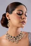 Buy_Auraa Trends_Gold Plated Stones, Pearls Kundan Polki And Green Necklace Set _at_Aza_Fashions