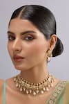 Buy_Auraa Trends_Gold Plated Pearls, Stones Kundan Polki Necklace Set With Drops _at_Aza_Fashions