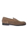 Domani_Olive Green Palermo Suede Penny Slip-on Loafers _Online_at_Aza_Fashions