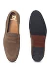 Shop_Domani_Olive Green Palermo Suede Penny Slip-on Loafers _at_Aza_Fashions