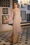 Buy_Esha L Amin_Beige Georgette Plain Pant _at_Aza_Fashions
