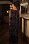 Shop_Esha L Amin_Purple Net, Crepe Sequins, Embroidery Round Neck Kurta _at_Aza_Fashions