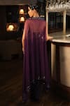 Shop_Esha L Amin_Purple Net, Crepe Sequins, Embroidery Sweetheart Neck Corset _at_Aza_Fashions
